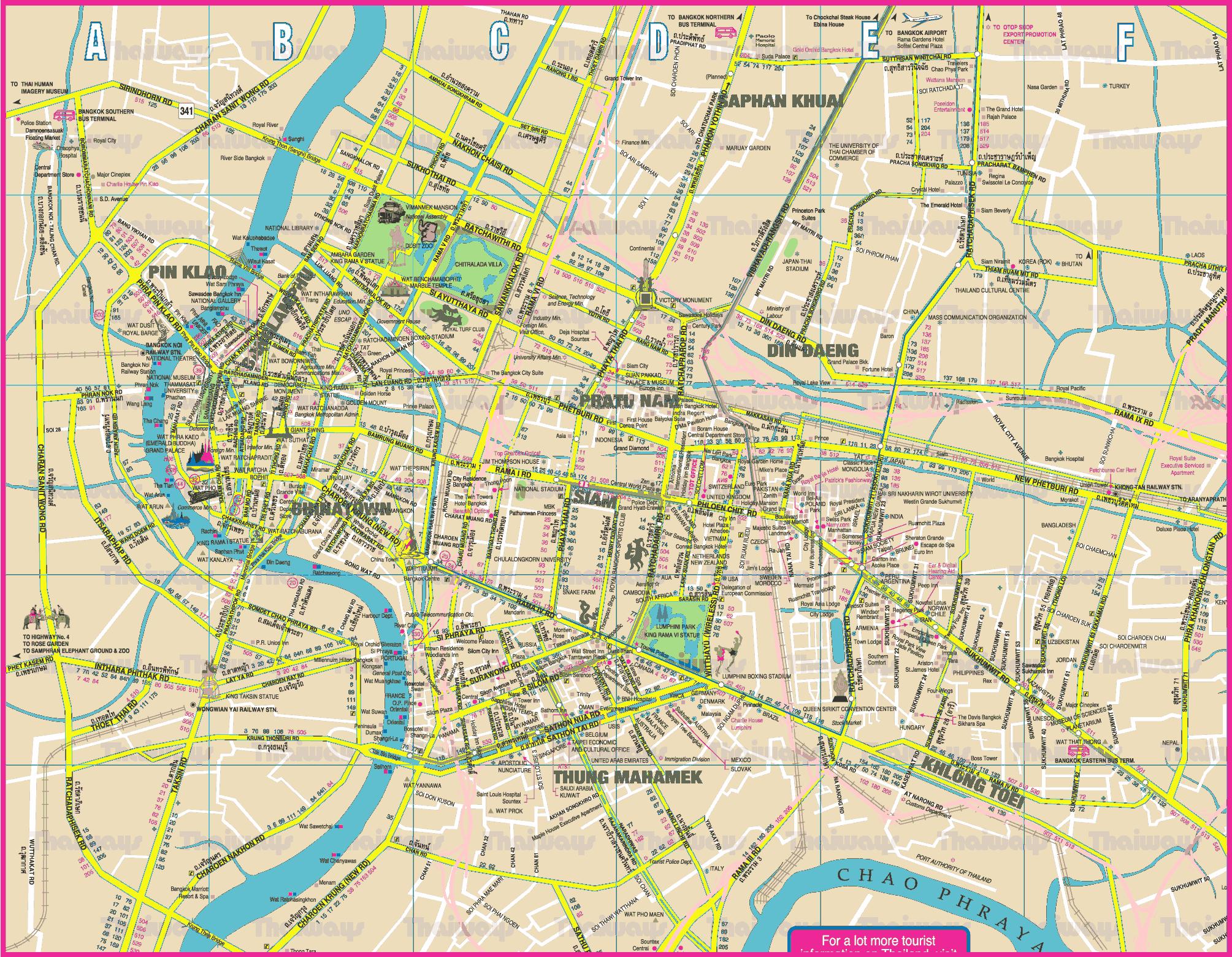 Bangkok kaupungin kartta - Kaupungin kartalla bangkok (Thaimaa)