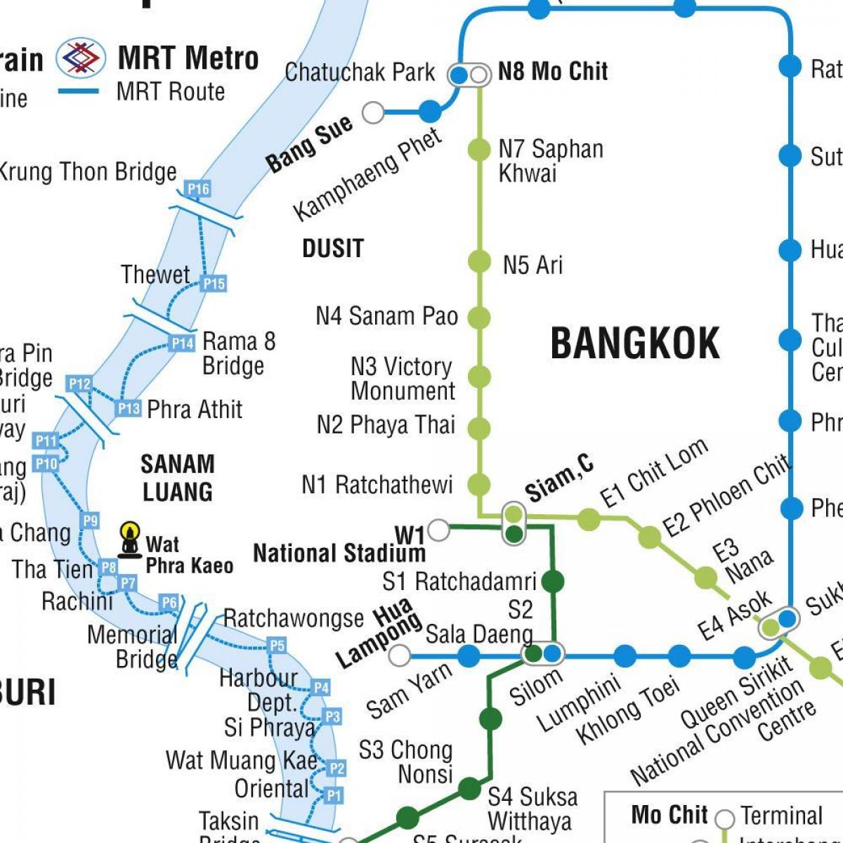 kartta bangkok metro-ja skytrain -