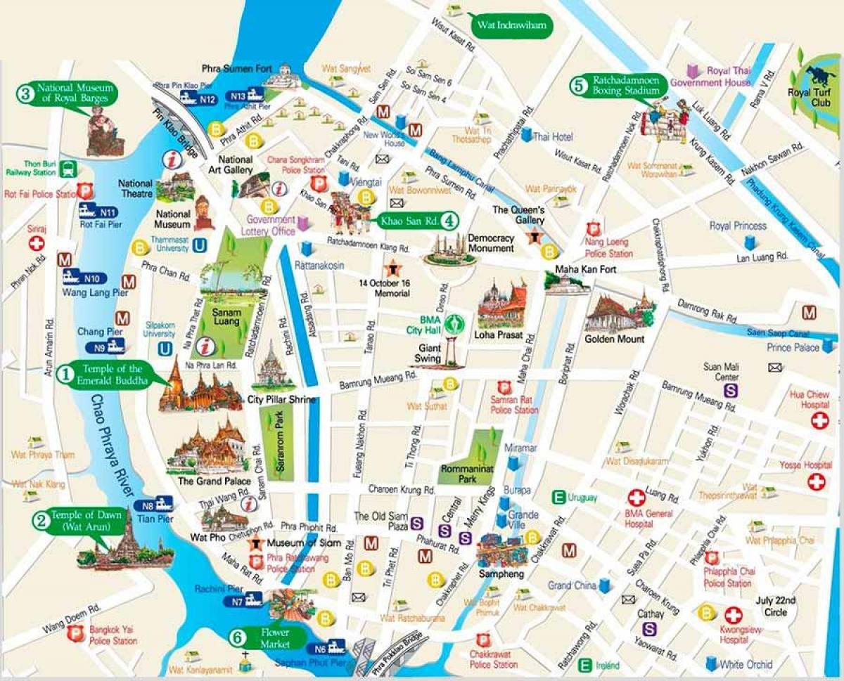 bangkok paikkoja vierailla kartta