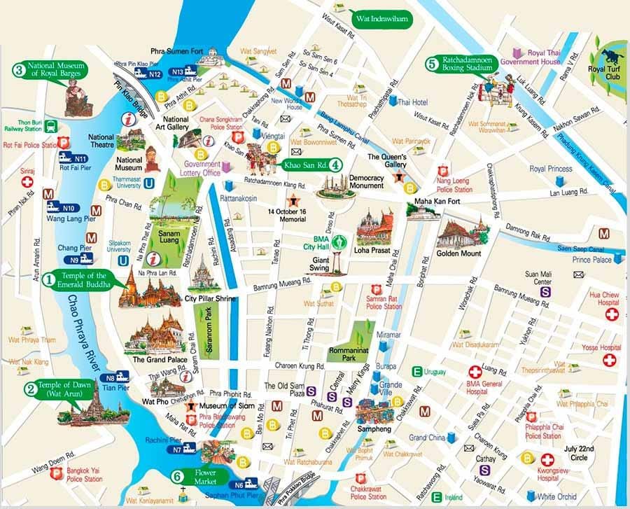 bangkok nähtävyydet kartta