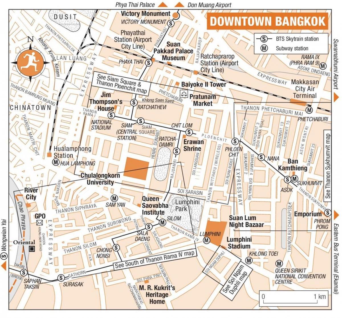 bangkok downtown kartta