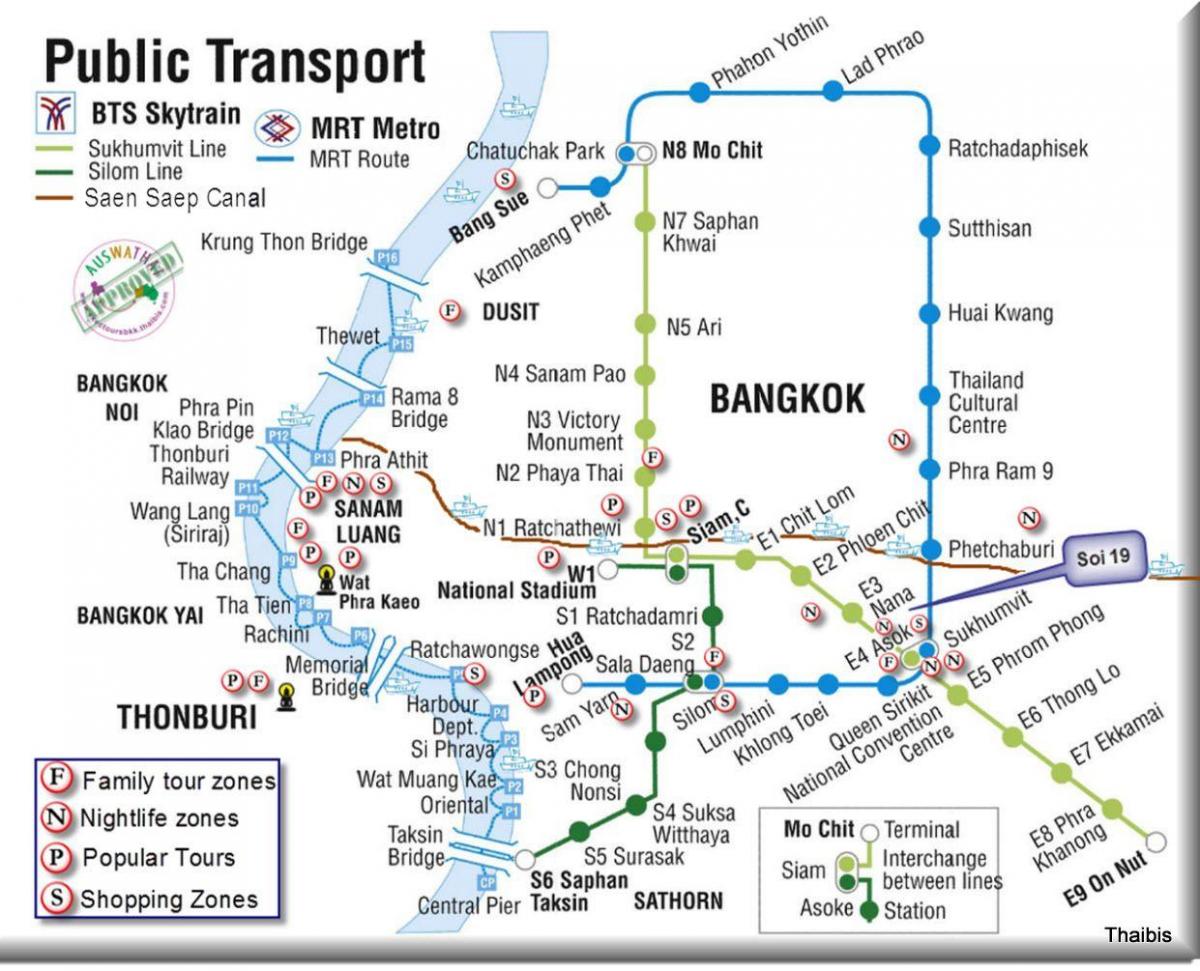 bangkok julkisen liikenteen kartta