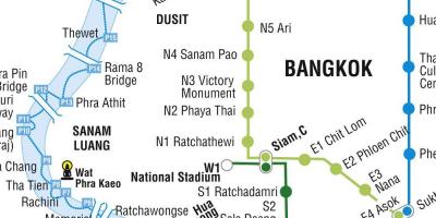 Kartta bangkok metro-ja skytrain -
